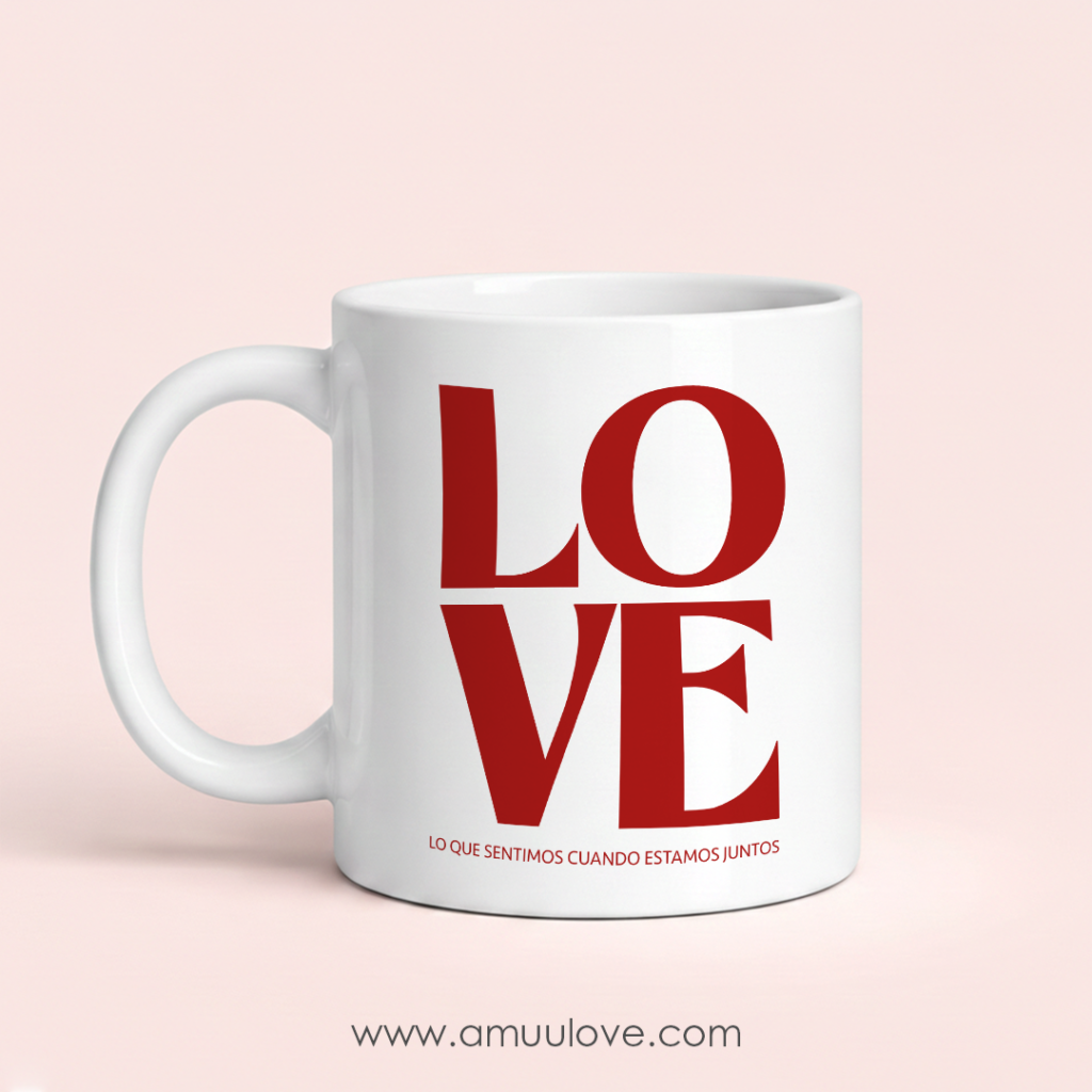 Regalo personalizado de taza blanca con frase Love