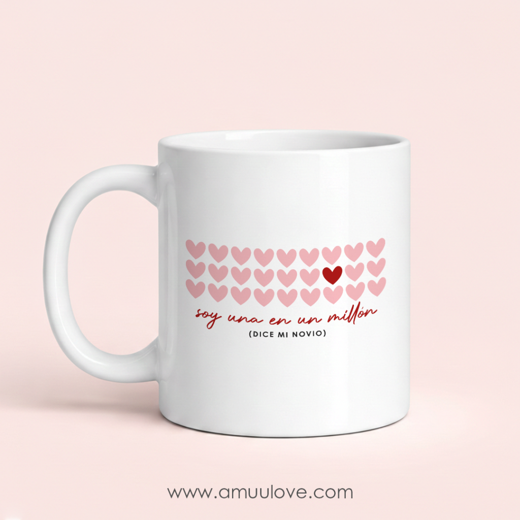 Regalo personalizado de taza blanca con frase Soy una en un millón