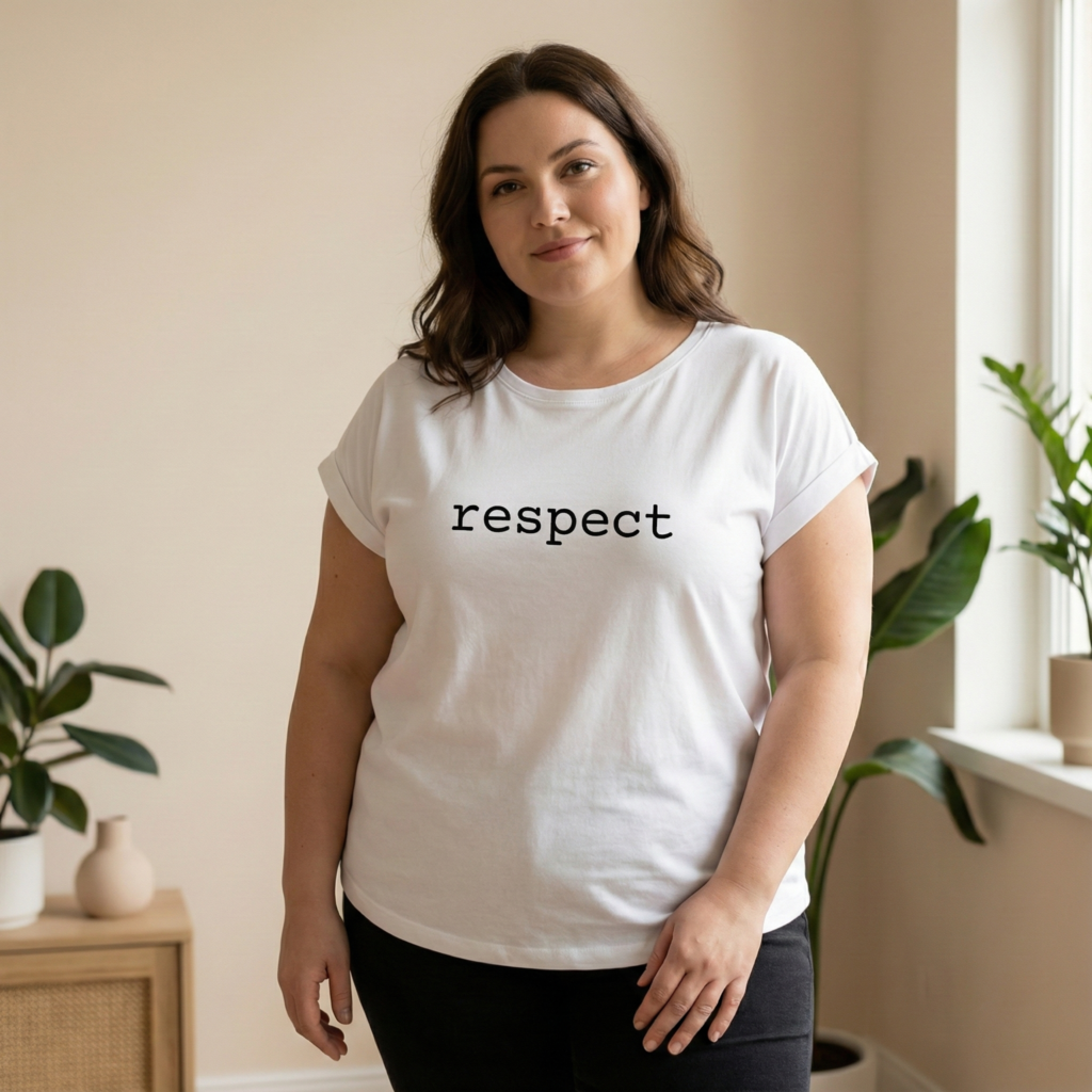 Regalo personalizado de camiseta blanca con frase Respect